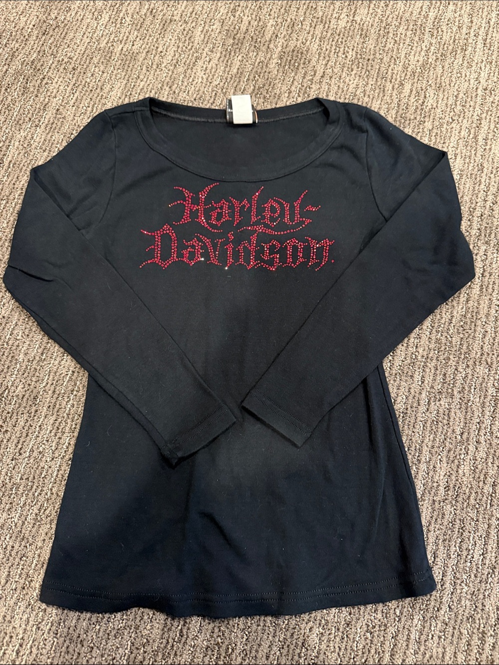 Harley-Davidson Black Long Sleeve Tee with Red Stud Logo